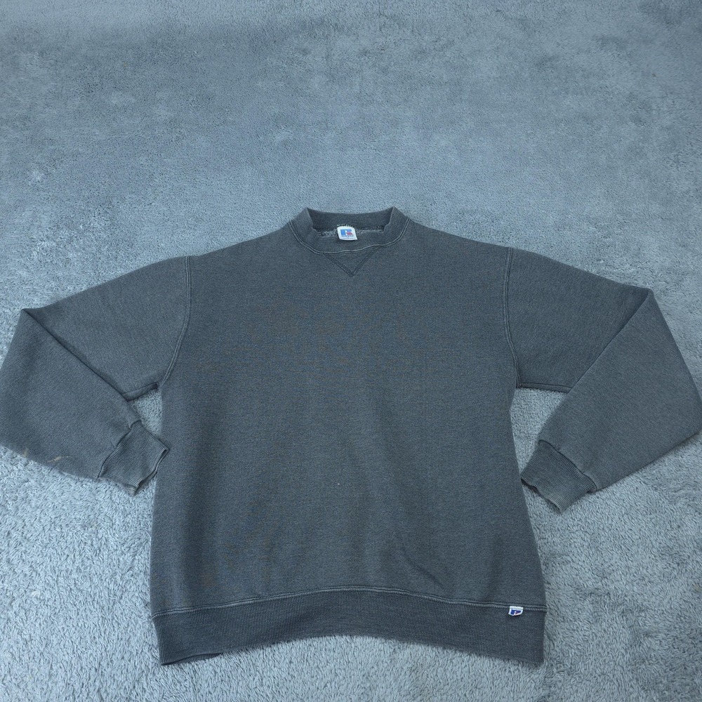 Vintage Russell Athletic Sweatshirt Mens Medium Gray Crewneck Fleece Made USA